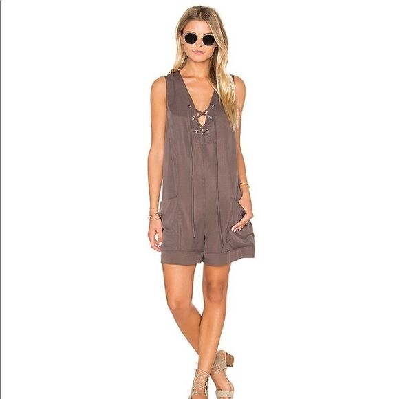 BCBG Sleeveless Romper In Coffee Bean (S) - Picture 1 of 12